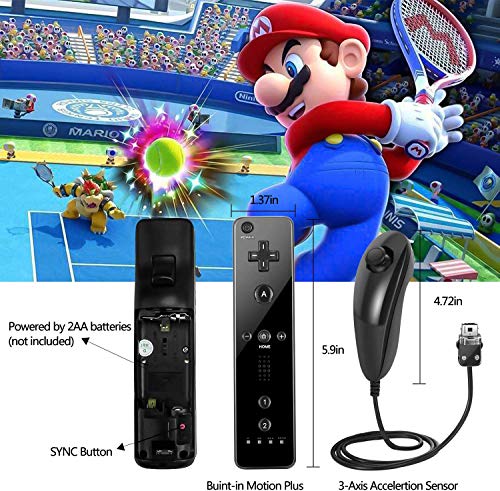 2 Wii+Controller+PowerLead+Nunchuck+Nintendo+Silicon