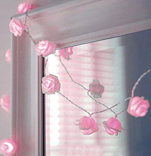 Kingsfun Pink 20 LED Battery Operated String Flower Rose Light Wedding Room Christmass Decor