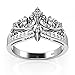 Metal Factory Sz 9 Sterling Silver Cubic Zirconia Princess Crown Tiara CZ Band Ring