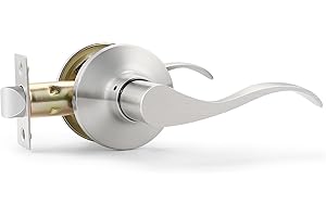GOBEKOR 1 Pack Satin Nickel Passage Door Levers, Interior Door Handles for Hallway and Closet, Brushed Nickel Stainless Steel
