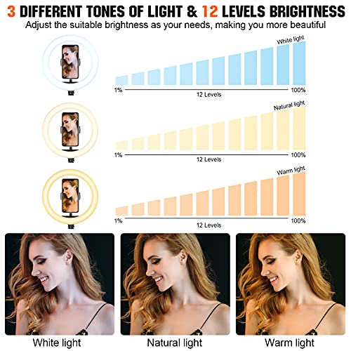 10\'\' RGB Selfie Ring Light with Stand & Phone Holder, HLTJAN Circle Light with 18 Light Modes & 12 Brightness Level & Wireless Remote Shutter for Live Stream/Instagram/YouTube Video/TikTok/Makeup