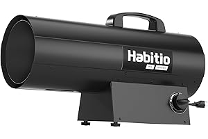 Habitio 125,000 BTU Forced Air Propane Heater, Portable Torpedo Heater for Jobsite, Garage, and Construction Sites, 10 ft Hose with Regulator Included