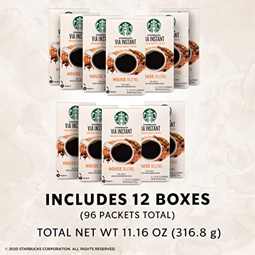 Starbucks VIA Instant Coffee Medium Roast Packets — House Blend — 12