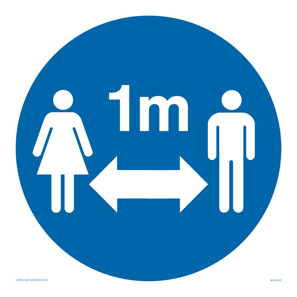 Social Distance 1m symbol Sign - 150x150mm - S15