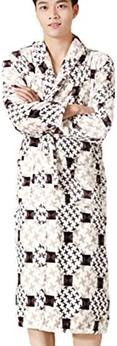 DMMSS Men Bathrobe Coral Fleece Robe Padded Warm Nightdress in Autumn and Winter Flannel Clothing Pajamas , L , 1