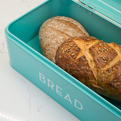 Now Designs Metal Bread Storage Bin, Turquoise, 16x9x6.5 inches Our