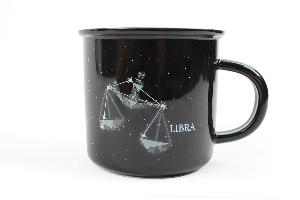 Stargazer Libra Astrology Camp Mugs by Creature Cups/Ceramic Horoscope 400ml Cups with Traits Revealed Inside/Birthday Constellation Signs/Holiday Present for Coffee & Tea Lovers (Libra)