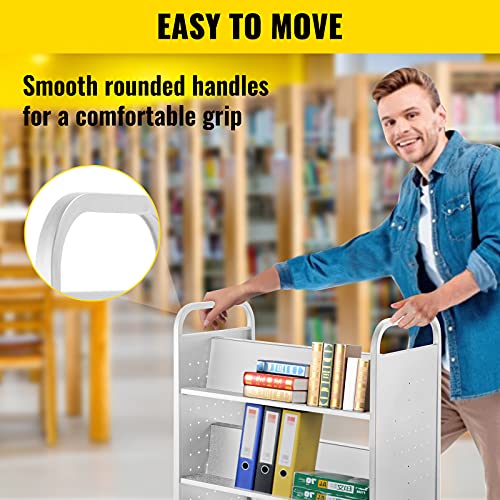 VEVOR Book Cart, Library Cart 6Shelf, Rolling Library Book Cart Double