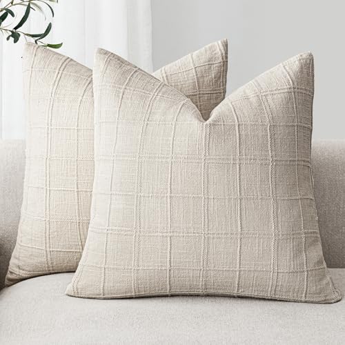 Foindtower Linen Check Pillow Cover