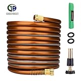 Greenbest Garden/Farm/Water Hose, Heavy Duty No Kink w/Premium 3/4 Spray Nozzle for Watering Lawn, Yard, Garden, Car washing, Pet and Home Cleaning (Color Coffee Gold, 50FT)