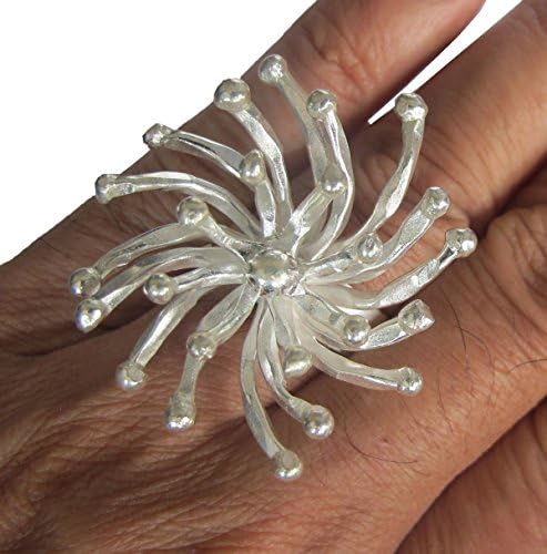 (K Silver BB) 99.5 GENUINE WHITE SILVER CORAL WEIGHT 16.26 GRAMS BEAUTIFUL THAI KAREAN HILL TRIBE SILVER RING NO.8 CAN BE ADJUSTABLE TO 11 BY HAND MADE