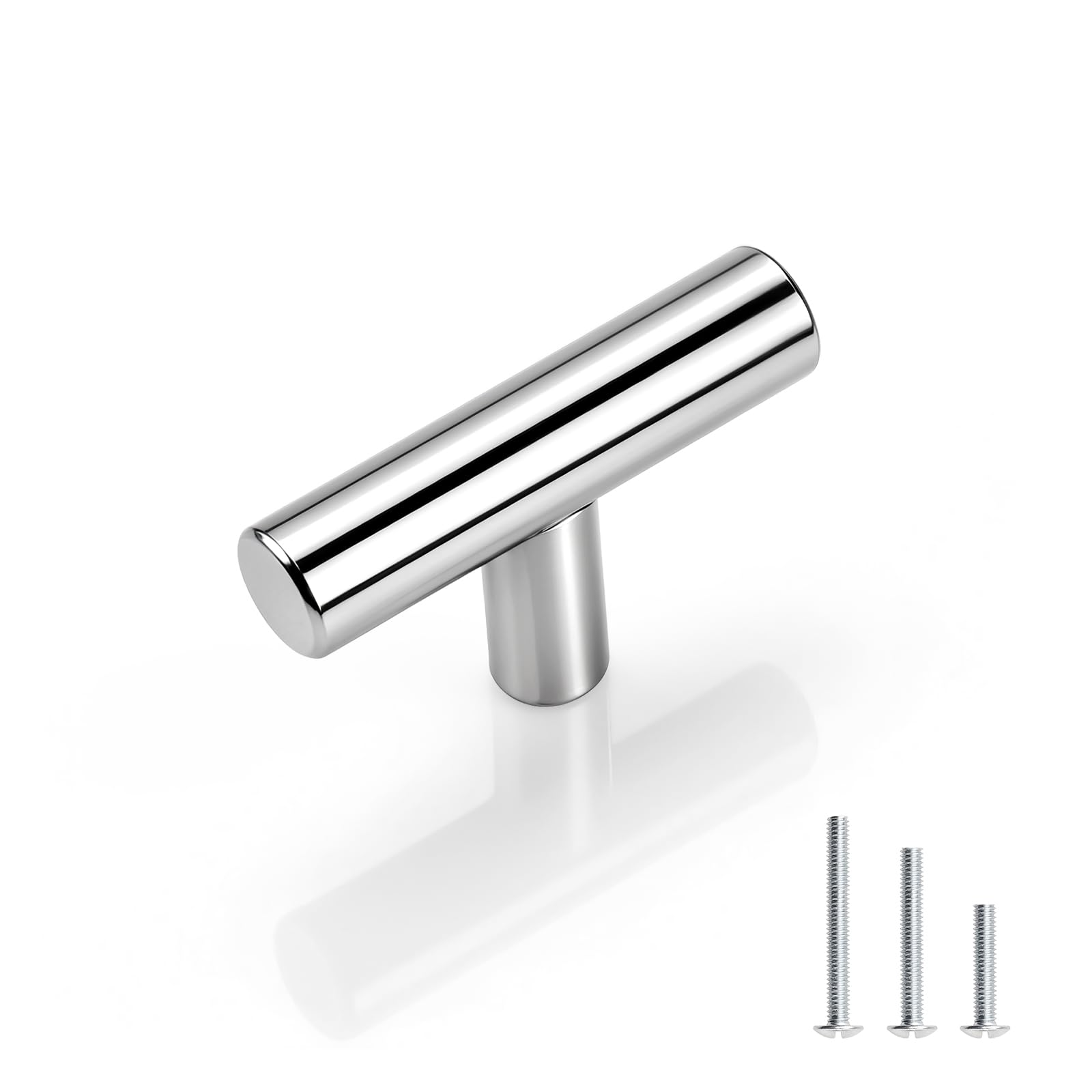 Gobrico 30 Pack Single Hole Cabinet Knobs, Polished Chrome Kitchen Cabinet Knob, Stainless Steel Drawer Knob, Overall Length 2" Cupboard Knob Image