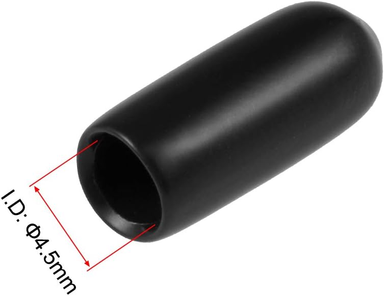 sourcing map Screw Thread Protectors 4.5mm ID Rubber Round End Cap Cover Black Tube Caps 100pcs - Image 4