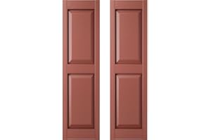 Builders Edge 12 in. W x 51 in. H Builders Edge, Standard Two Equal Panels, Raised Panel Shutters, Includes Matching Installation Spikes (Per Pair), 027 - Burgundy Red