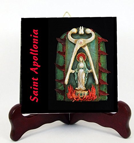 Gifts by Lulee, LLC Saint Apollonia Patron of Dentists and Those Afflicted with Dental Disease Porcelain Tile Plaque or Altar Ready for Hanging Interior Exterior or for Display with Easel Included