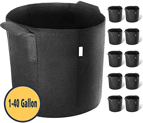 Mensewa Zenda 1-40 Gallon Grow Bags, Aeration Fabric Pots with Handles (40 Gallons)