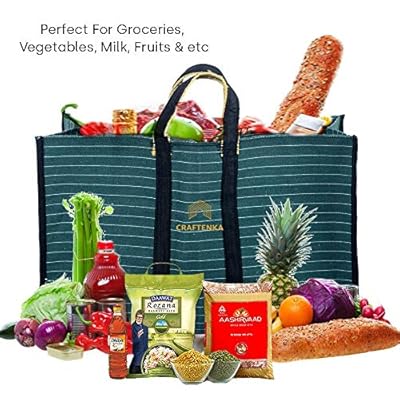 Craftenka Canvas Grocery Shopping Storage Bag Extra Large Heavy Duty Mutipurpose Shopping