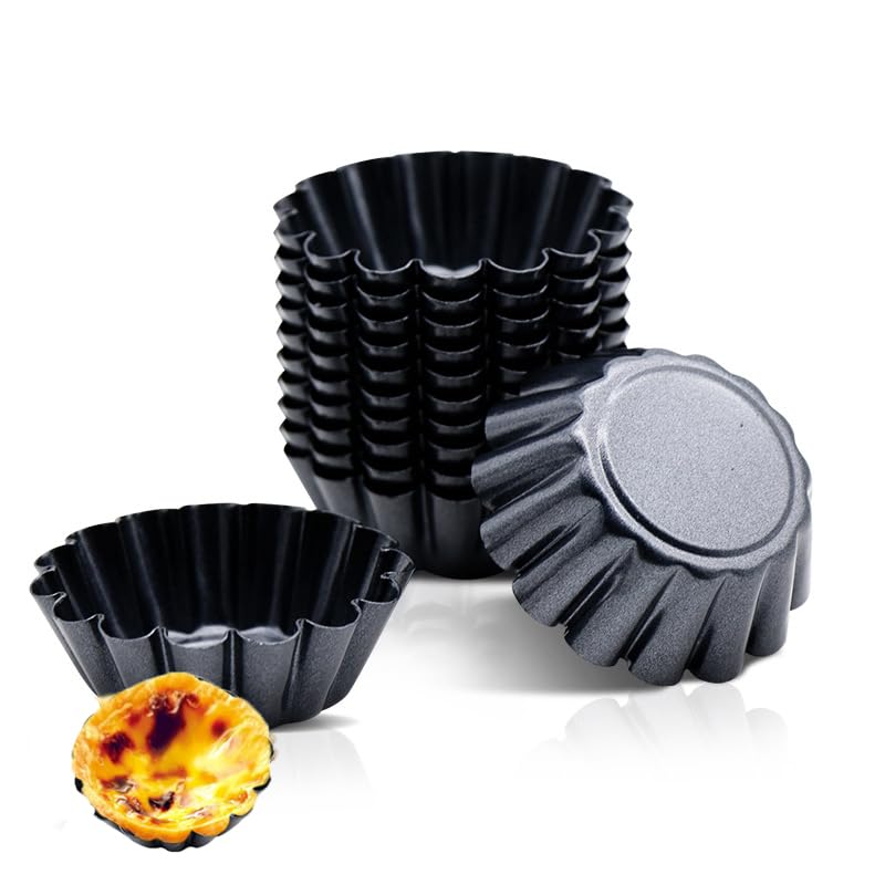 zalati Tart Pans 12pcs Tart Molds Carbon Steel FDA Certified Anti-Stick Base with Box for DIY Cake Baking Kitchen Bakeware
