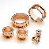 Rose Gold Sandpaper Texture Top Screw Fit Surgical Steel Ear plugs / ear tunnels