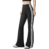 OQQ Yoga Pants Women High Waist Stripes Soft Casual Stretch Flared Bottoms Trousers