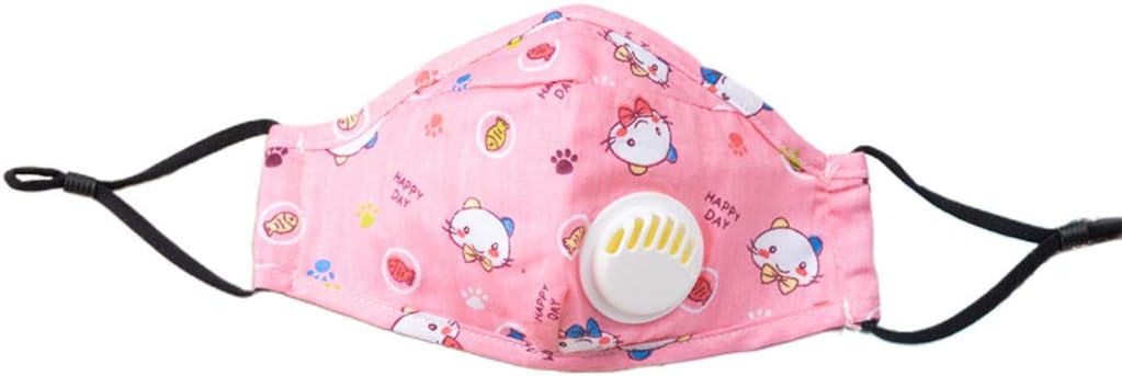 UNWSTYU Kids Cotton Reusable Cute Colorful Cartoon Printed PM2.5 (Pink)