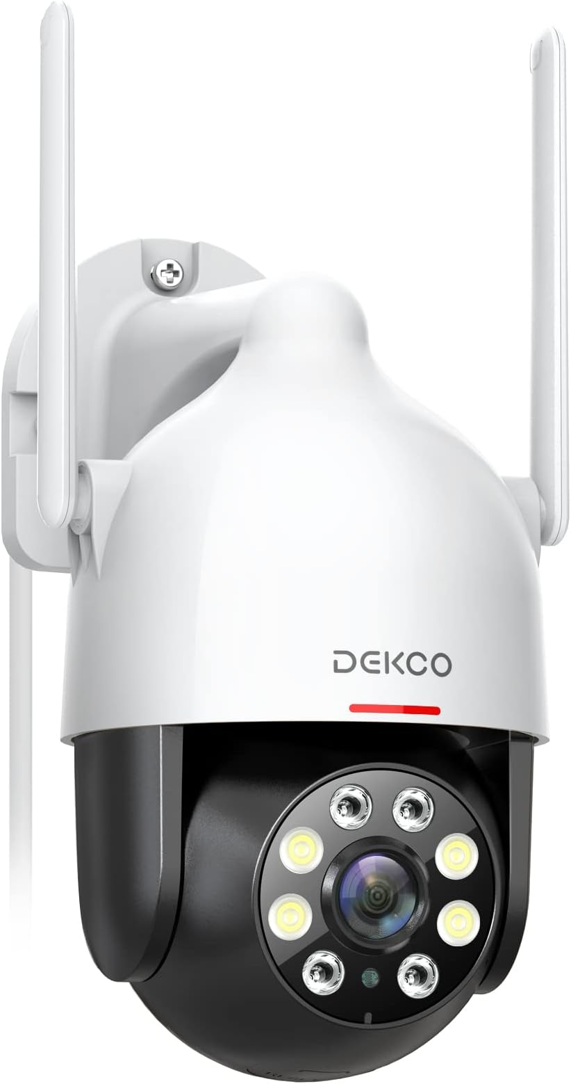 DEKCO 2K Outdoor Security Camera Motion Tracking Pan-Tilt 360° WiFi Color Night