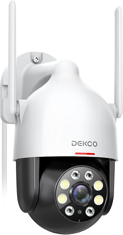 DEKCO 2K Outdoor Security Camera Motion Tracking Pan-Tilt 360° WiFi Color Night
