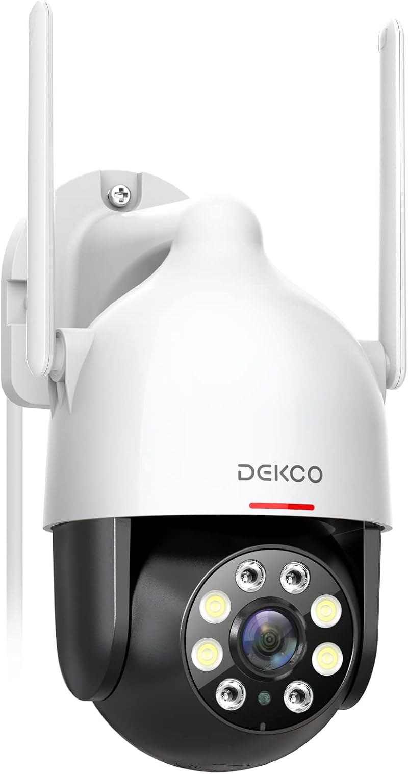 DEKCO 2K Outdoor Security Camera Motion Tracking Pan-Tilt 360° WiFi Color Night