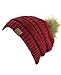 ScarvesMe Soft Stretch Cable Knit Ribbed Faux Fur Pom Pom Beanie Hat
