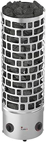 SAWO ARIES ROUND ARI3 7.5 kW Electric Sauna Heater; With built-in control unit (NB model); Multi-Voltage: either 230V single-phase or 400V 3-phase; Floor Standing Stainless Steel Tower Heater;