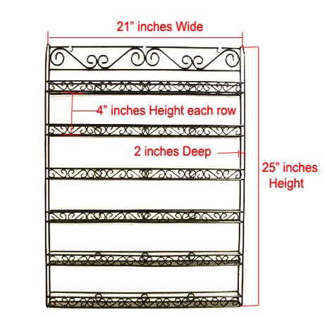 Pana 100% Professional Wall-Mounted BLACK Metal Frame Nail Polish Display Rack Organizer - Holds Up to 100 Bottles - Perfect for Gift Home Salon Office Use