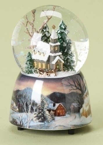 Snow Globes - Roman Musical The First Noel Religious Church Christmas Snow Globe Glitterdome
