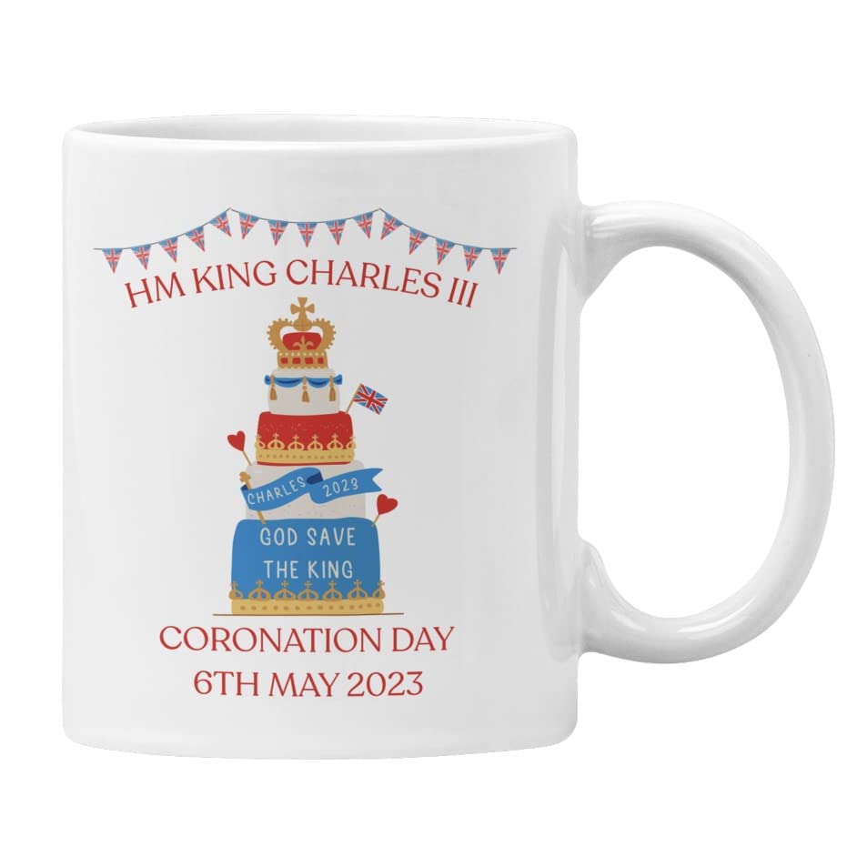 Plumfoolery HM King Charles III Coronation Day May 6th 2023 Mug Coaster Celebration Cake (White)
