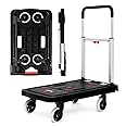 Platform Hand Truck Brake Push Cart Dolly by Rotihomesys, Moving Cart with Wheels Foldable, Utility Cart with 330LB Weight Capacity for Easy Storage and 360 Degree Swivel Wheels (Black)