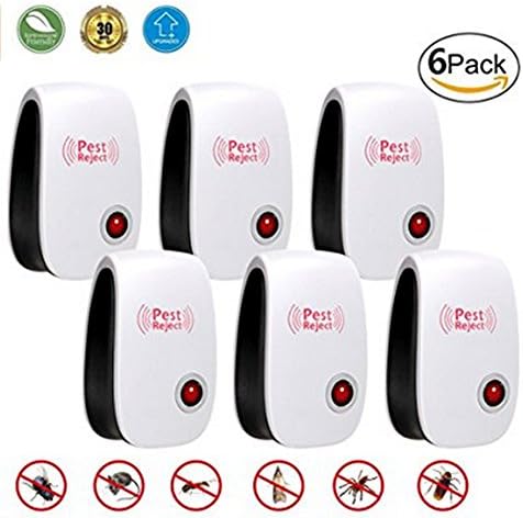 Repeller OIUUN 6 Pack Ultrasonic Pest Repellent for Ants, Roaches, Spiders, Bugs (white)