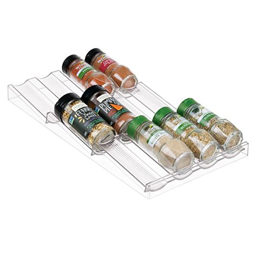 mDesign Spice Rack Drawer Organizer for Kitchen Storage to Hold Herbs, Seasonings - Clear