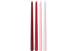 Viyffo Taper Candles 12 Inch Red Set of 4 Unscented, Dripless, Smokeless Long Tall Tapered Candlesticks Wedding Home Decor Dinner Natural Color Series