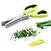 Besiva Herb Scissors Stainless Steel,Multipurpose Kitchen Shear with 5 Blades with Cleaning Brush (Onion green)