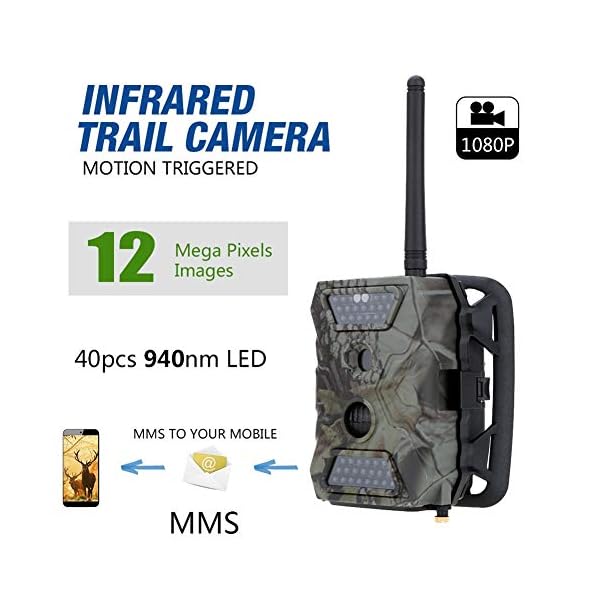 Wildkamera Nachtsicht,12mp HD Nachtsicht MMS Infrarot Wildlife Scouting Kamera Sendet Bilder Direkt An Ihr Telefon – Bild 3