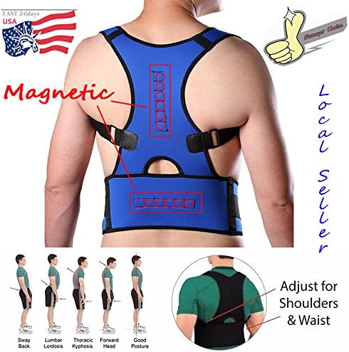 Hmond(TM) Hot Sale Magnetic Back Support For Men Unisex Neoprene Black And White Back Shoulder Support Back Protecture Corrector