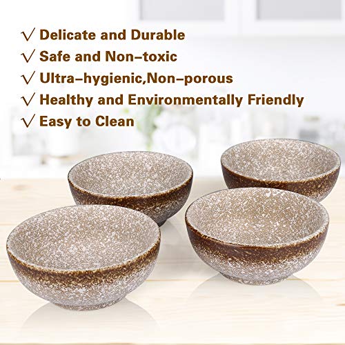 MARSTRACE Ceramic Dessert Bowls Set of 4,Small Porcelain Rice Bowls 8.5 oz for Snacks, Appetizer, Side Dishes, Condiments, Dip or Ice Cream