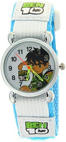 Ben 10 Light Blue Nylon Fabric Band Velcro Strap Alien Force Pattern Watches Kids Birthday Gift