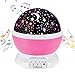 YHMAE Music Night Light Projector Lamp Baby Star Projector 360 Degree Rotating 9 Multicolor Changing with Rechargeable Battery,12 Soft Light Music for Relax and Sleep (Pink)
