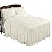 Collections Etc Romantic Floral Lattice Chenille Lightweight Bedspread with Fringe Edging, Cream, Queen