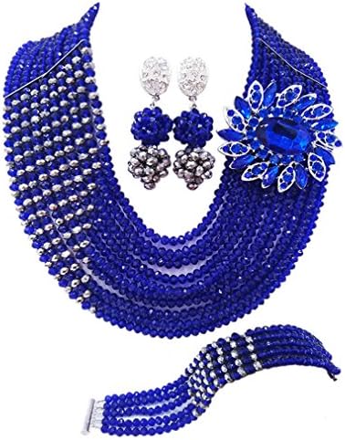 aczuv10 Rows Fashion African Wedding Beads Nigerian Beaded Jewelry Set Bridal Party Jewelry Sets