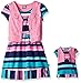 Dollie & Me Girls' Striped Jersey Dress with Pink Mock Vest