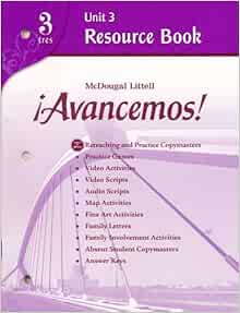 Avancemos Unit Resource Book 3 Level 3 Spanish Edition Mcdougal Littel 9780618753659 Amazon Com Books