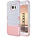 ULAK S7 Edge Case, Galaxy S7 Edge Case, 3 in 1 Hard PC + Soft Silicone Hybrid Dust Scratch Resistance Protective Cover for Samsung Galaxy S7 Edge (Minimal Stripes Rose Gold)