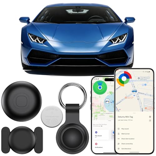 CMINGKEJI Car GPS Tracker, GPS Tracker for Car, Air Tracker GPS Android and iOS Without Subscription, Ultra Long Autonomy, IP68 Waterproof, Super Magnetic Smart Tag for Motorcycle, Bike (Black)