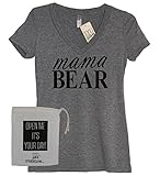 IYD Clothing - Mama Bear Women's Premium Heather Gray Soft Tri-blend V Neck + IYD Gift Bag